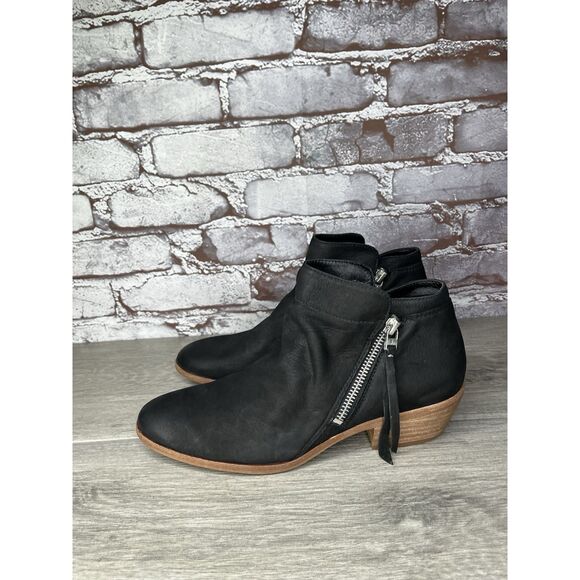 SAM EDELMAN Packer Black Nubuck Leather Zip Ankle Boots Women’s Sz 7.5M US/38EU - Picture 12 of 16